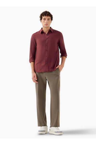 FAV Men Regular Fit Collared Crinkle Texture Long Sleeves Shirt