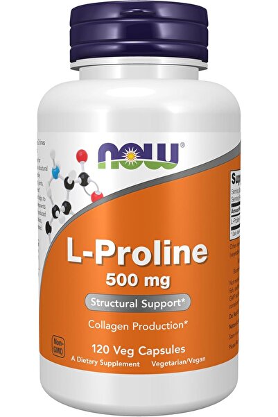 Now L-Proline 500 mg, 120 Vegetarian Capsules (Collagen Support)