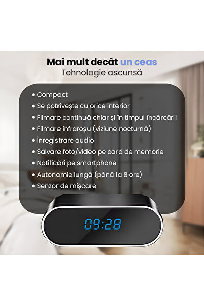 OEM 1080P WiFi Clock Spy Camera with 64GB Card Included, Night Vision, Motion Detection, Alerts