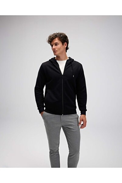 Ellesse EM555 سترة رجالية بسحّاب بغطاء رأس باللون الأسود