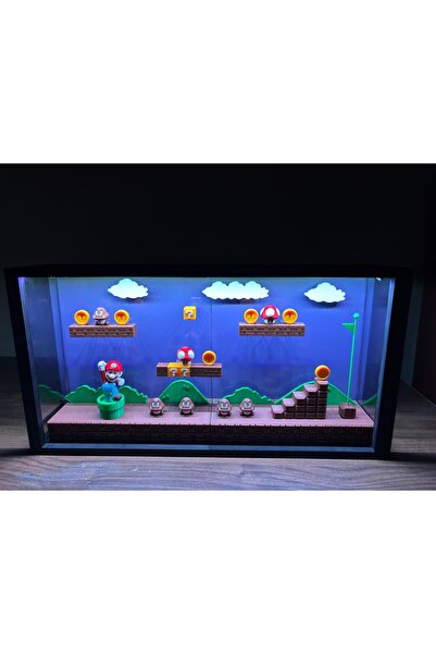 Pixra Diorama Super Mario 3D El Yapımı Koleksiyonluk Kutu - LED ışıklı