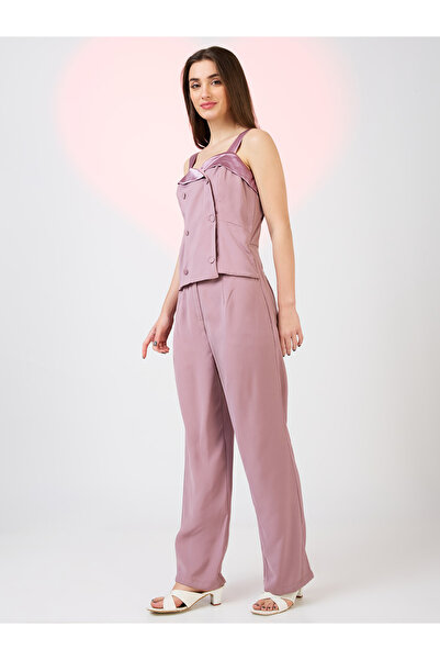 Globus By Styli Sweetheart Neck Double Breasted Workwear Jumpsuit