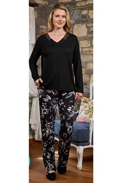 Aqua طقم بيجامة باللون الأسود