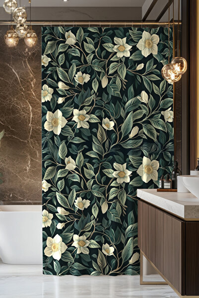 Moud's ستارة حمام، ستارة دش بنمط زهرة الليل، ستارة حوض استحمام، مع حلقة هدية ...