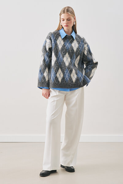 Manuka Baklava Patterned Knitwear Sweater Anthracite