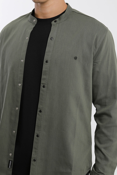 Smc by Semco Hakim Collar Long Sleeve Snap Button Cotton Lycra Men's Shirt