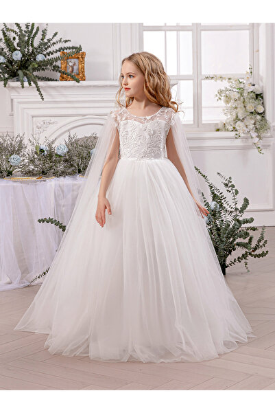 Take Two By Styli Lace Insert Bow Detail Cape Sleeve Dress