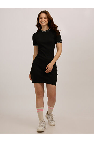 Outzidr By Styli Black Ribbed Bodycon Mini Dress