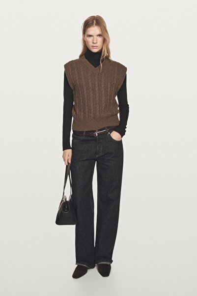 Massimo Dutti Yün karışımlı V yaka süveter