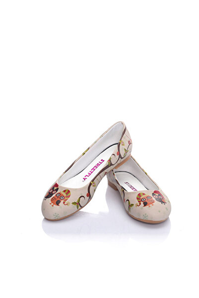 Streetfly New Year Themed Printed Colorful Women's Ballerinas