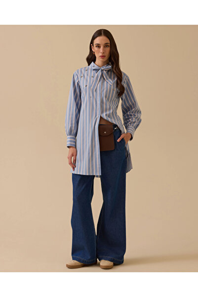 SCL Yüksek Bel Tek Pile Bol Paça Jean Pantolon