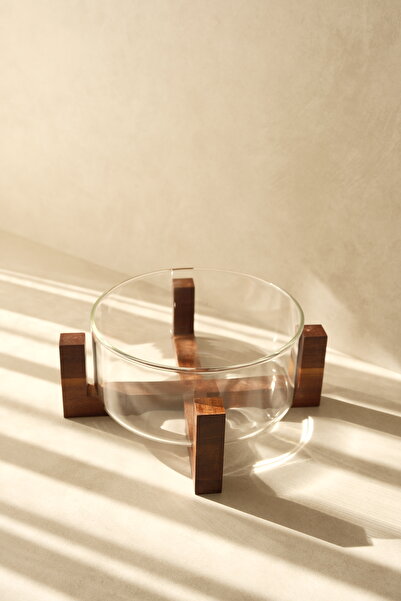 Dekorzdükkan Mio Cam & Akasya Standlı Sunum Kasesi (17 cm)