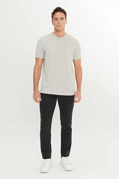 ALTINYILDIZ CLASSICS Men's Gray 100% Cotton Slim Fit Slim Fit Crew Neck T-Shirt