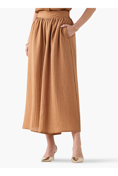 FAV Textured Flared Palazzo Pants with Pockets and Semi-Elasticated Waistband