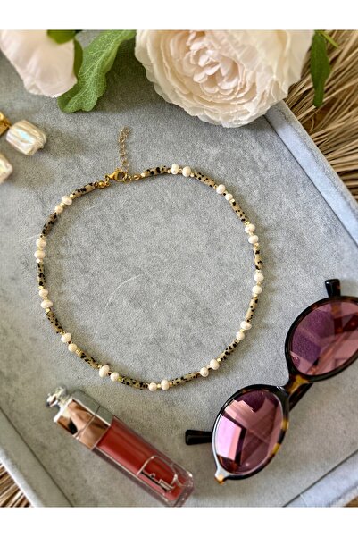 Gigi İnci Detaylı Jasper Doğaltaş Kolye