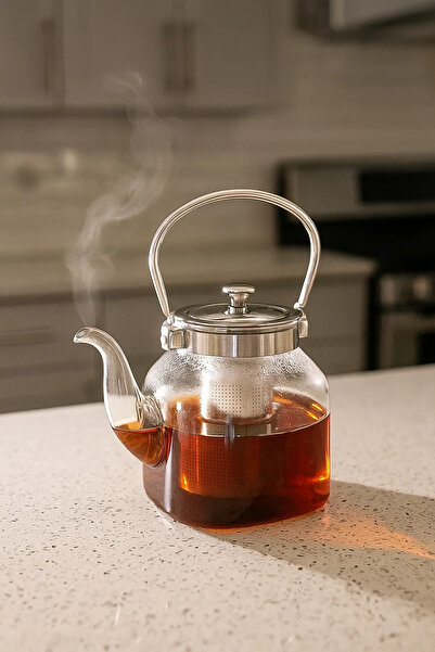 Urbanza إبريق شاي زجاجي مقاوم للحرارة مع مصفاة ومقبض من الفولاذ المقاوم للصدأ...