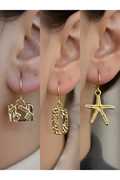 TURBİJ طقم أقراط نسائية مكون من 3 قطع مع رمزات عصرية