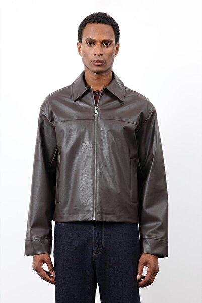 Antioch Brown Relax Fit Men's Leather Coat