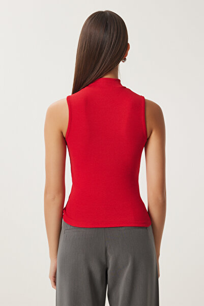 Lovelyİstanbul Turtleneck Sleeveless Knitted Blouse Lgt0007 Red