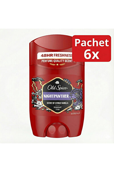 Old Spice Set of 6 x Night Panther Deodorant Stick, men, 48h freshness, citrus vanilla aroma, 50 ml