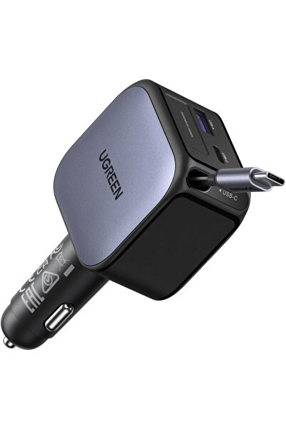 Generic UGREEN Retractable Car Charger 90W with Built-in 60W USB-C Cable 70cm