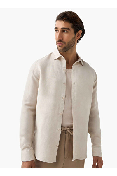 FAV Regular Fit Collared Linen Blend Shirt