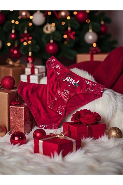 DivaViva Yılbaşı Temalı Baskılı Slip Kadın Külot – Özel Tasarım - HEDİYE PAKETLİ