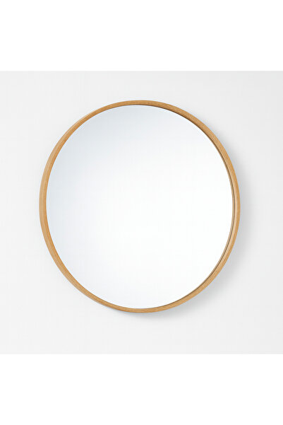 Ebticar Round Wooden Frame Mirror – Natural Wood