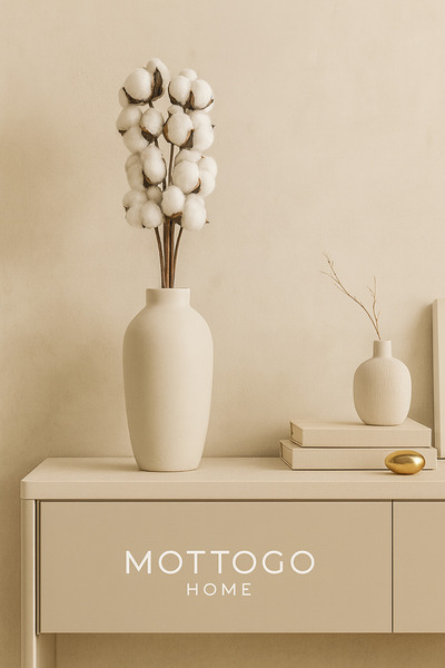 Mottogo Декоративна бавовняна квітка – 10 головки преміум великого розміру