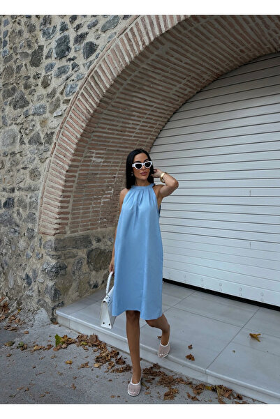 Kienor New Season Women's Halter Neck Woven Midi Dress