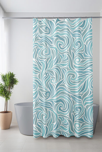 Moud's ستارة حمام، ستارة دش بنمط تركواز، ستارة حوض استحمام، مع حلقة هدية 175×...