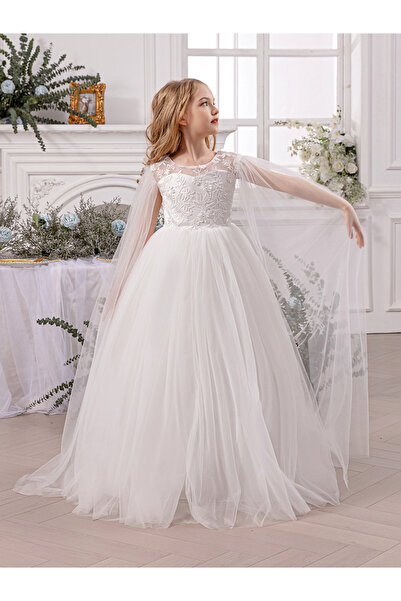 Take Two By Styli Lace Insert Bow Detail Cape Sleeve Dress