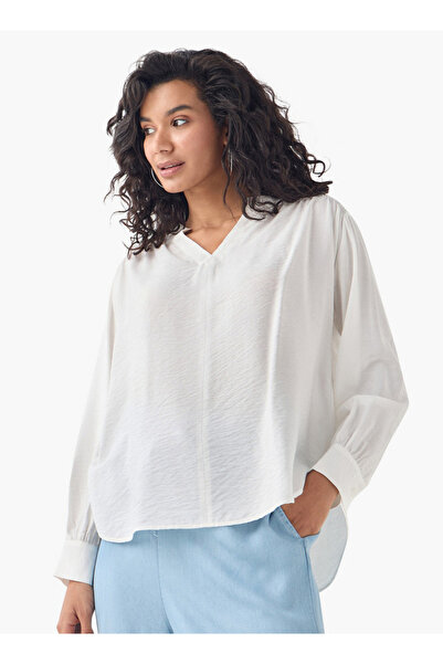 FAV بلوزة بياقة ماندرين وأكمام طويلة