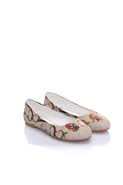 Streetfly New Year Themed Printed Colorful Women's Ballerinas