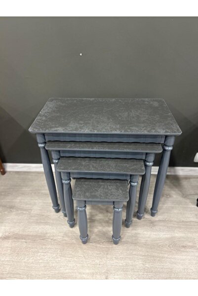 DEREN HOME Bohem Serisi 1 Sınıf MDF Lake Boya Gürgen Ayak 4 lü Zigon Sehpa