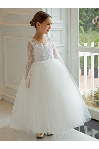 Take Two By Styli All Lace Long Sleeve A-Line Dress