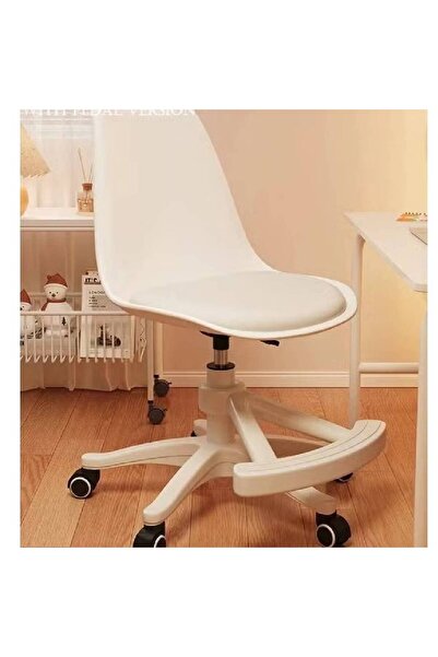 NKX Computer Chair Upgraded with Footrest White Back and White Pad + Thickened Nylon Feet