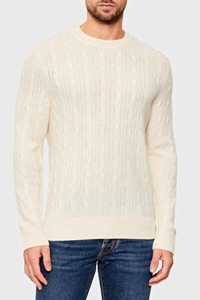 BOSS Örgülü Yün ve Kaşmir Karışımlı Regular Fit Bisiklet Yaka Kazak Erkek KAZ...