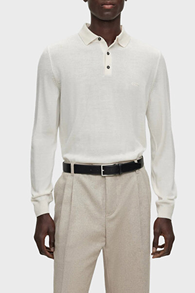BOSS Yünlü Regular Fit Düğmeli Polo Yaka Kazak Erkek POLO YAKA KAZAK 50476357...