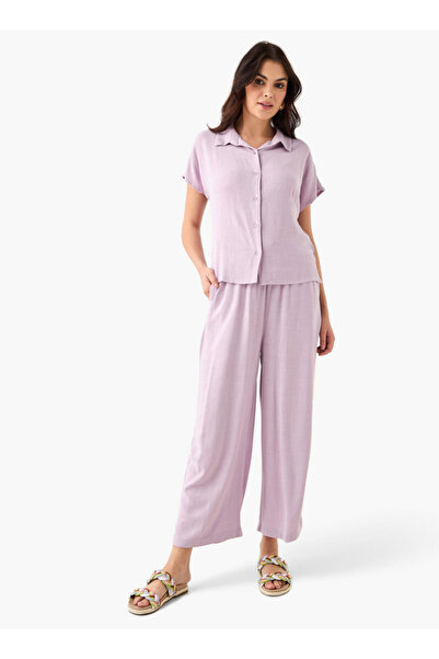 FAV Textured Shirt with Button Closure and Short Sleeves