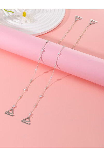 Styli Silver Chain With Pearl Trims Bra Strap