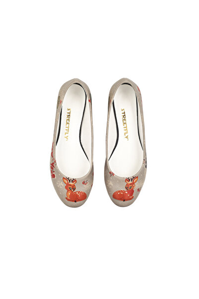 Streetfly New Year Themed Printed Colorful Women's Ballerinas