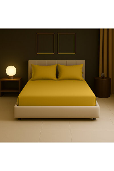 Sabia 100% Cotton 62 Thread Count 200X200 cm +37 cm Height Suitable King Size Fitted Sheet Set