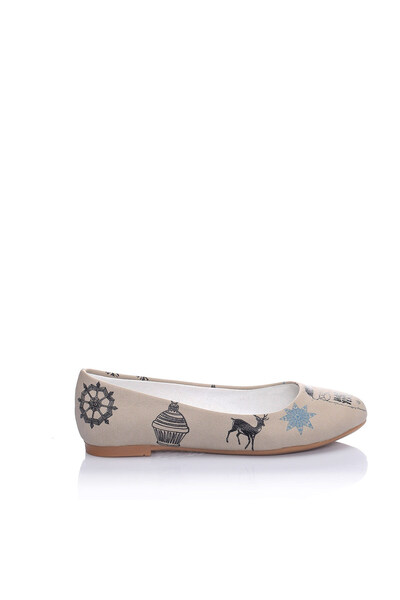 Streetfly New Year Themed Printed Colorful Women's Ballerinas