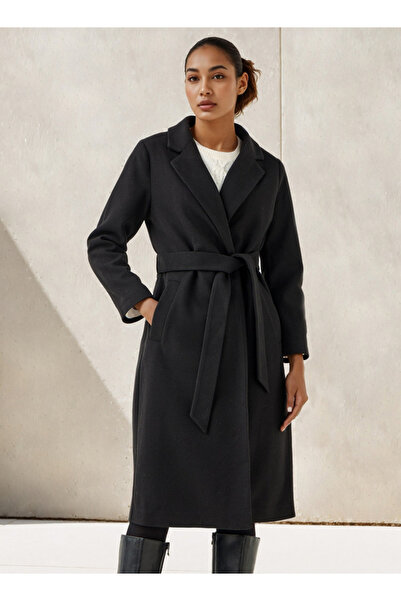 FAV Regular Fit Felt Coat with Tie-Up Belt