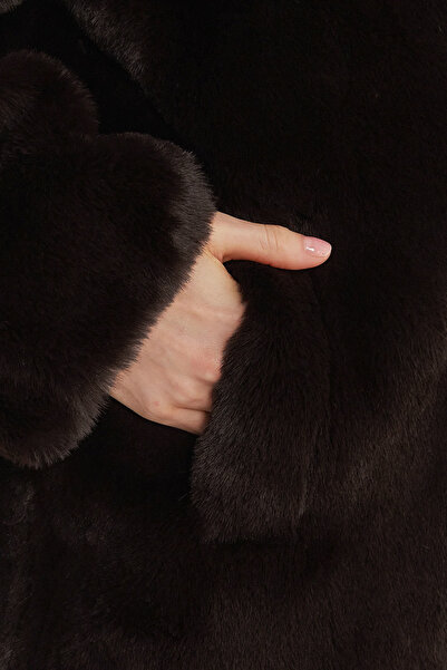 Guess Vanna Regular Fit Double-Breasted Collar Long Faux Fur Coat W5Bl95Wj110 Coat W5Bl95 Wj110 G1H3