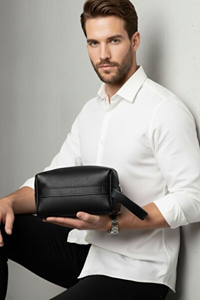 COMBİNE MİCHAİL Men's Basic Double Handle Black Handbag