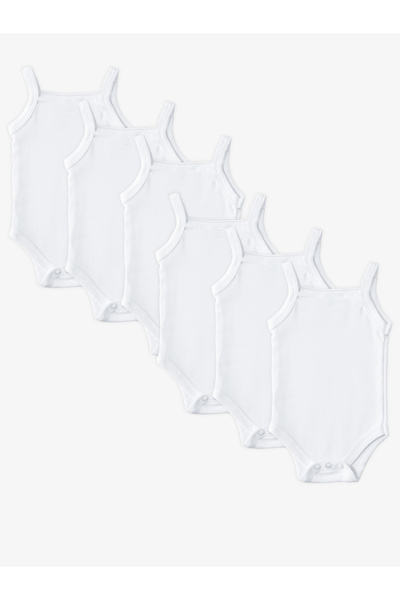 Babies Basic By Styli Pack of 6 - 100% Super Combed Cotton Sleeveless Bodysuit