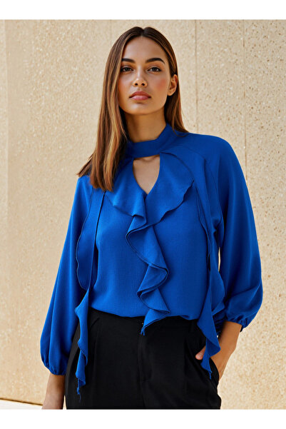 FAV Ruffle Accent Top with Keyhole Neck