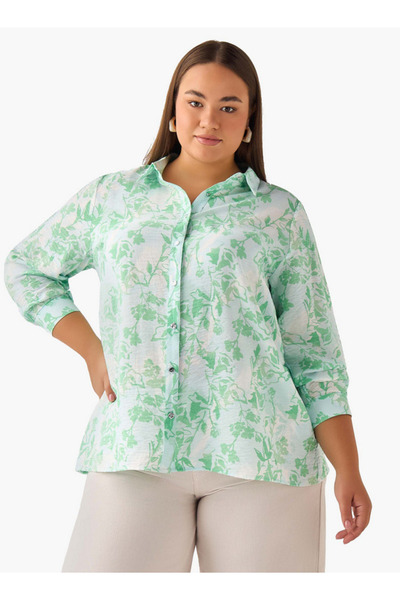 Ulla Popken قميص فيسكوز بقصّة عادية وطبعة زهور